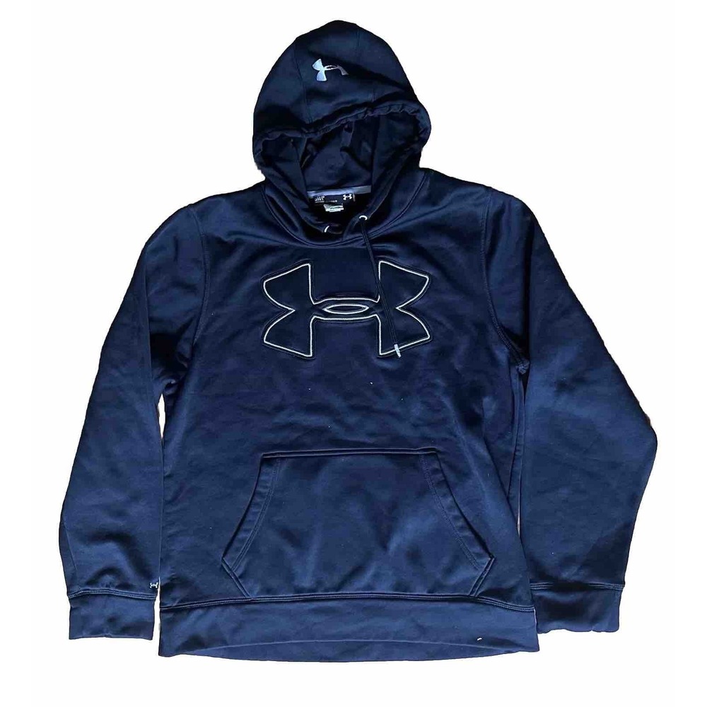 Under Armour Hoodie Men's S‎ Black Small Loose Fit Gym Center Logo Sweater